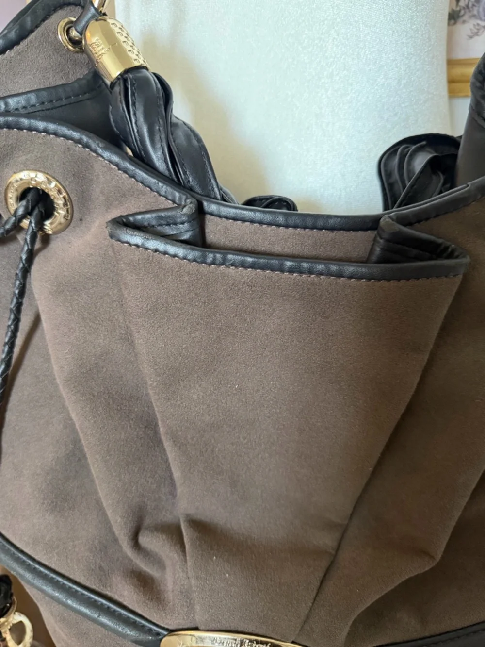 Brown Hobo Shoulder Bag with Braided Handle and Tassel